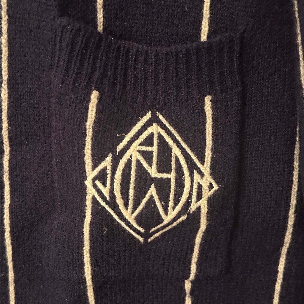 Vintage Ralph Lauren Navy and White Striped Cardigan - Picture 3 of 4